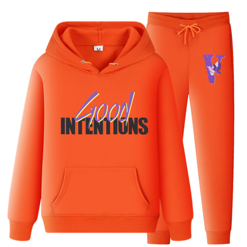 Vlone Hoodie & Pants 2 Piece Set Hooded Sweater Men And Women Loose