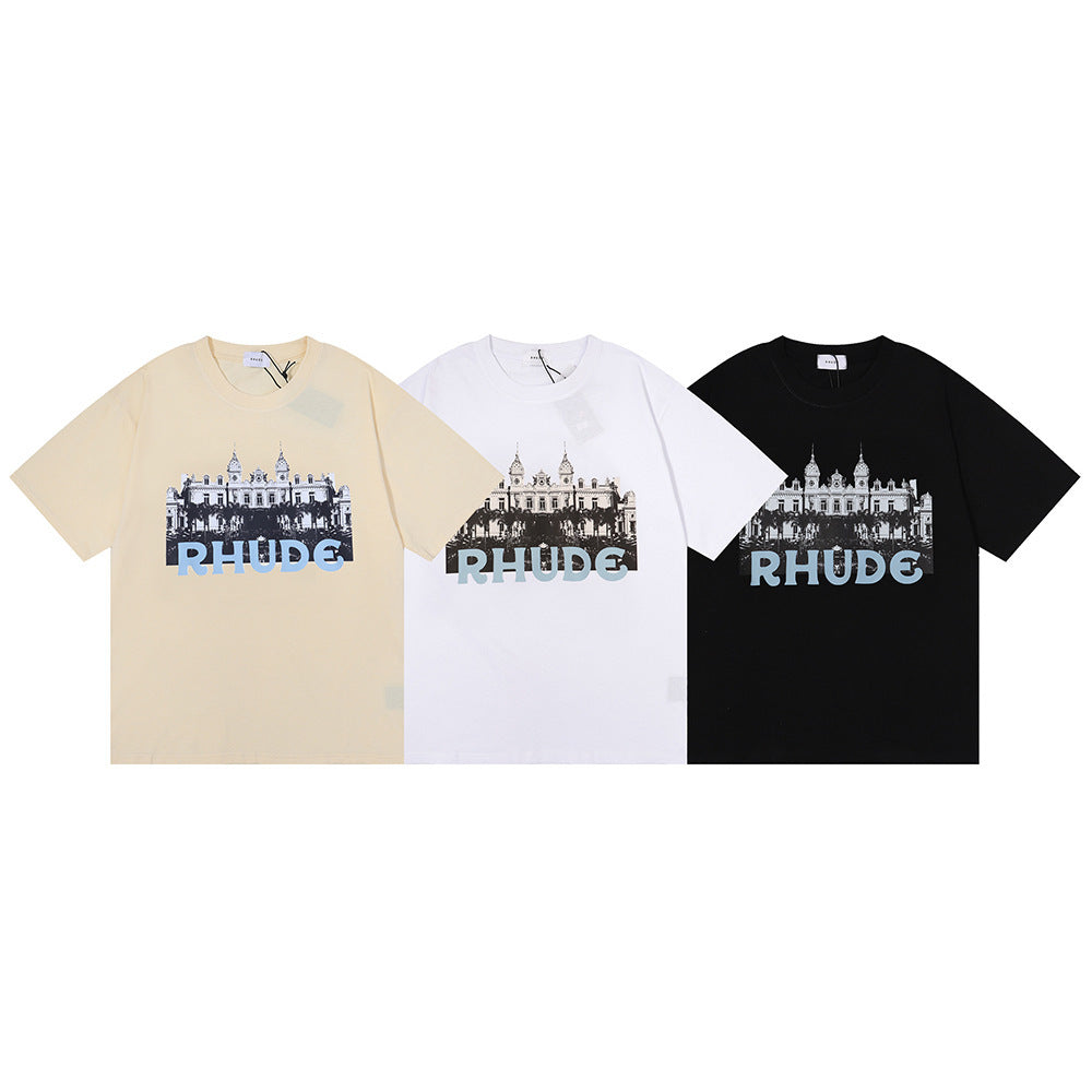 Rhude T Shirt Alphabet Castle Print Short Sleeve T-Shirt