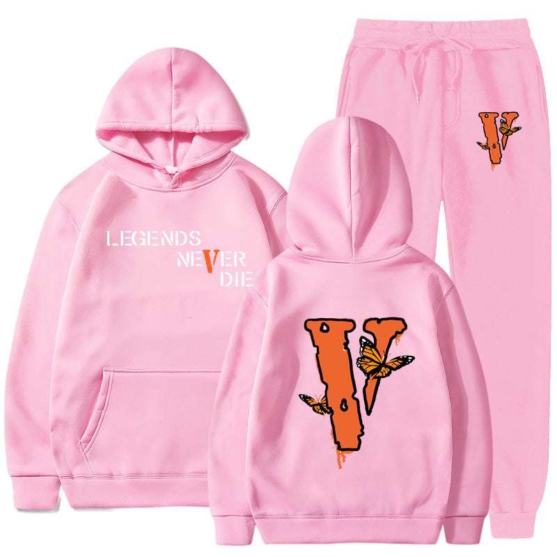 Vlone Hoodie & Pants 2 Piece Set Men'S Printed Hoodie Autumn Winter Sweater
