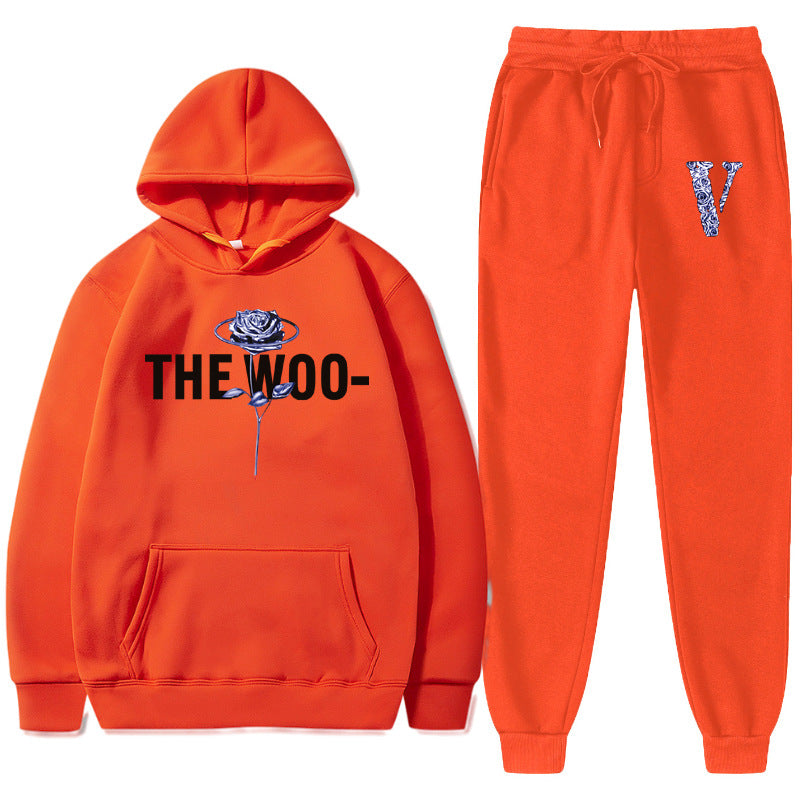 Vlone Hoodie & Pants 2 Piece Printed Men'S And Women'S Loose Hooded Sweater