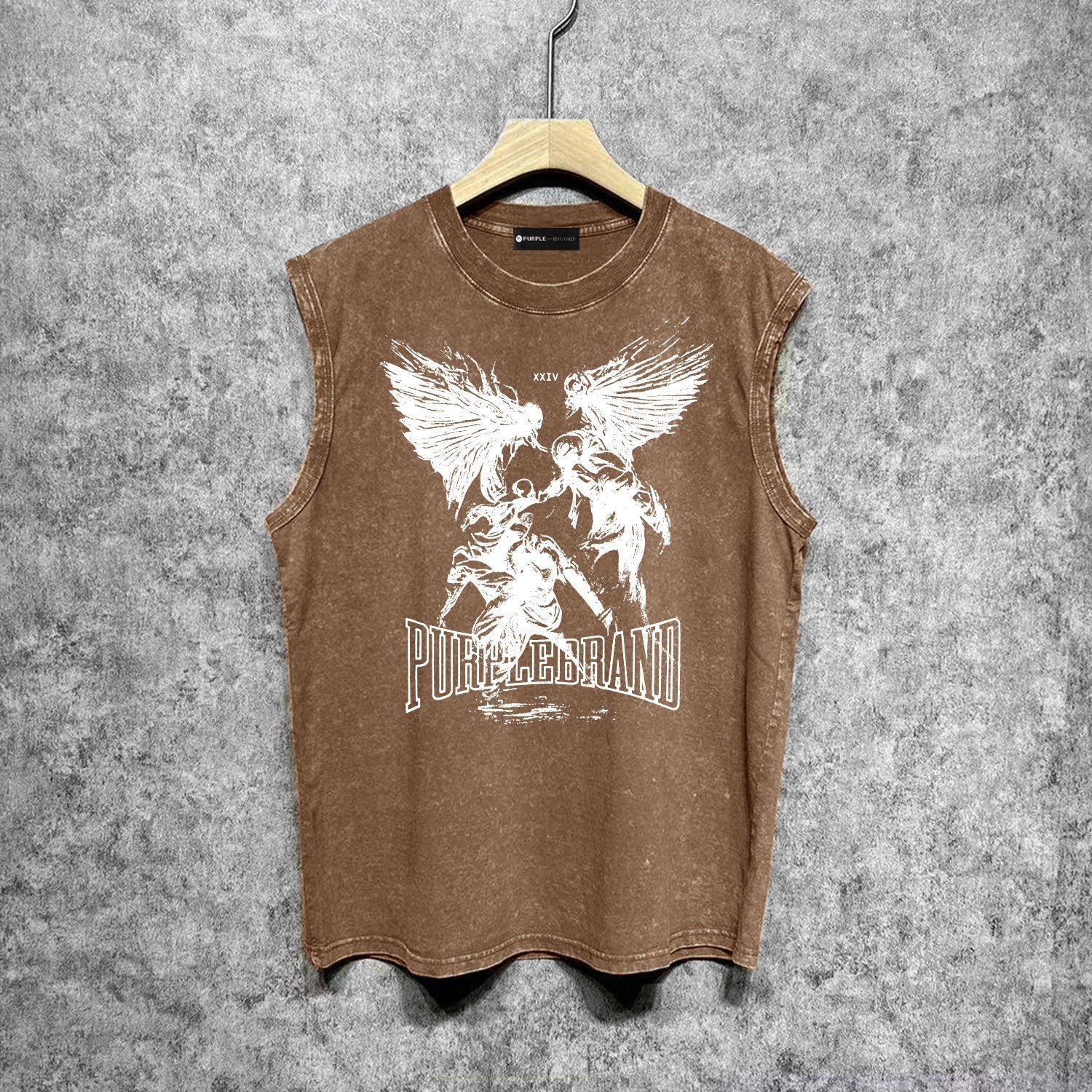 Purple Brand Distressed Tank T Shirts Distressed Sleeveless T-shirt Vest