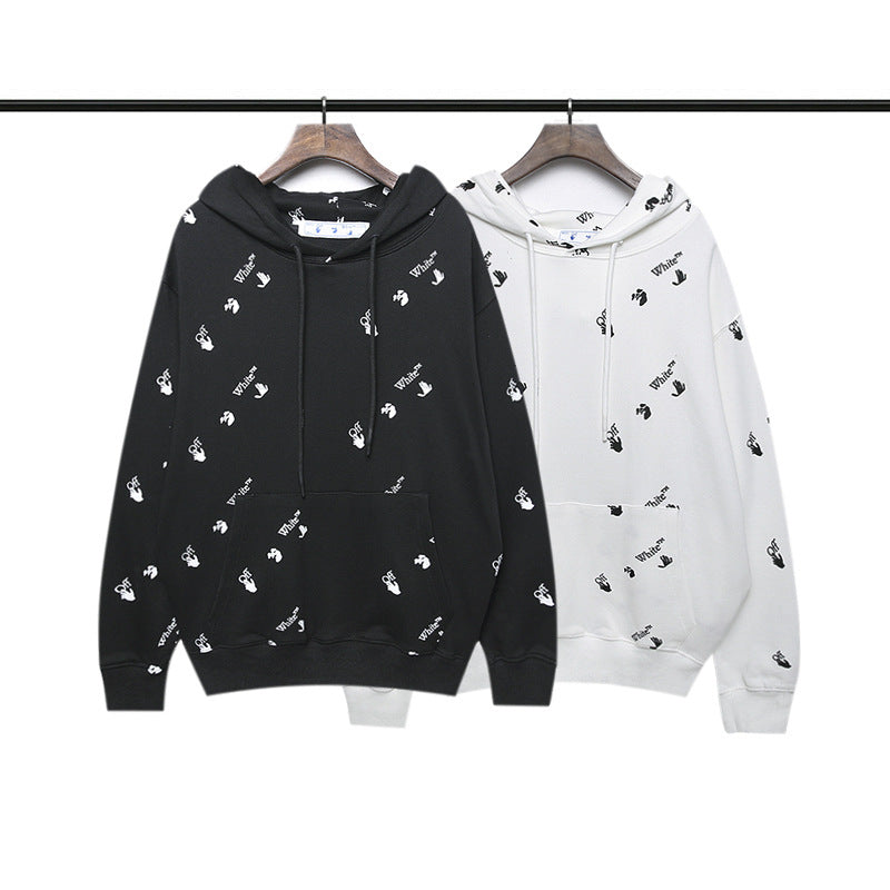 off White Hoodie Autumn and Winter Printed Hooded Loose Long Sleeves Sweater