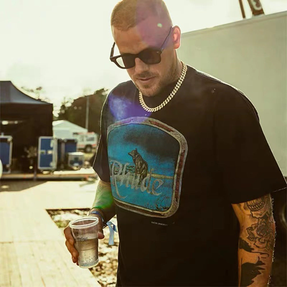 Rhude T Shirt Micro Label Letter Retro Printed Short Sleeve T-Shirt