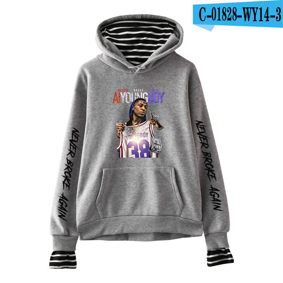 Never Broke Again Hoodie All-Match False Two-Piece Sweaters