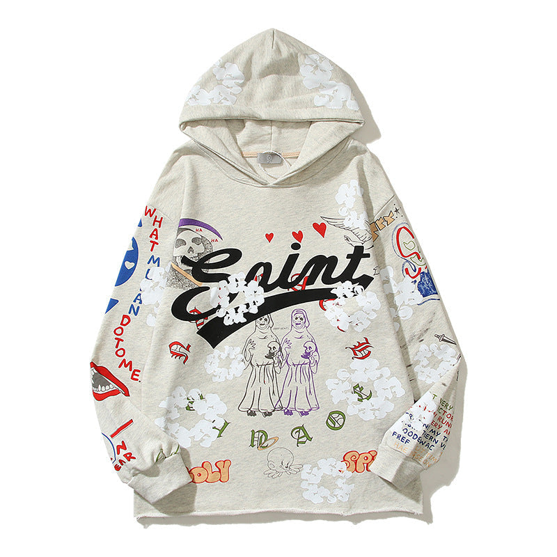 Kanye West Sunday Service Hoodie Autumn And Winter Flower Graffiti Printed Hoodie