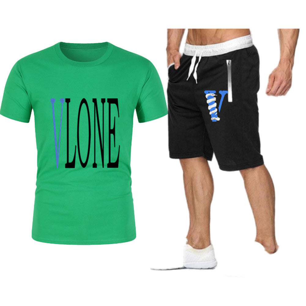 Vlone T Shirts & Shorts 2 Piece Set Letter Printing Summer Menswear Casual