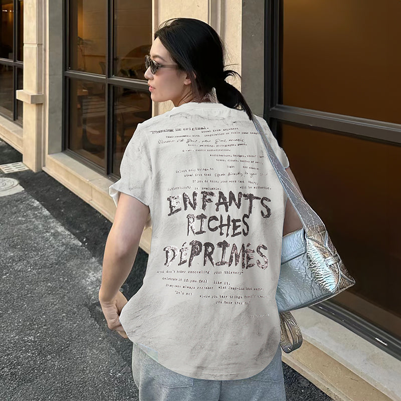 ERD T Shirts Letter Crew Neck Short-Sleeved Casual T-shirt