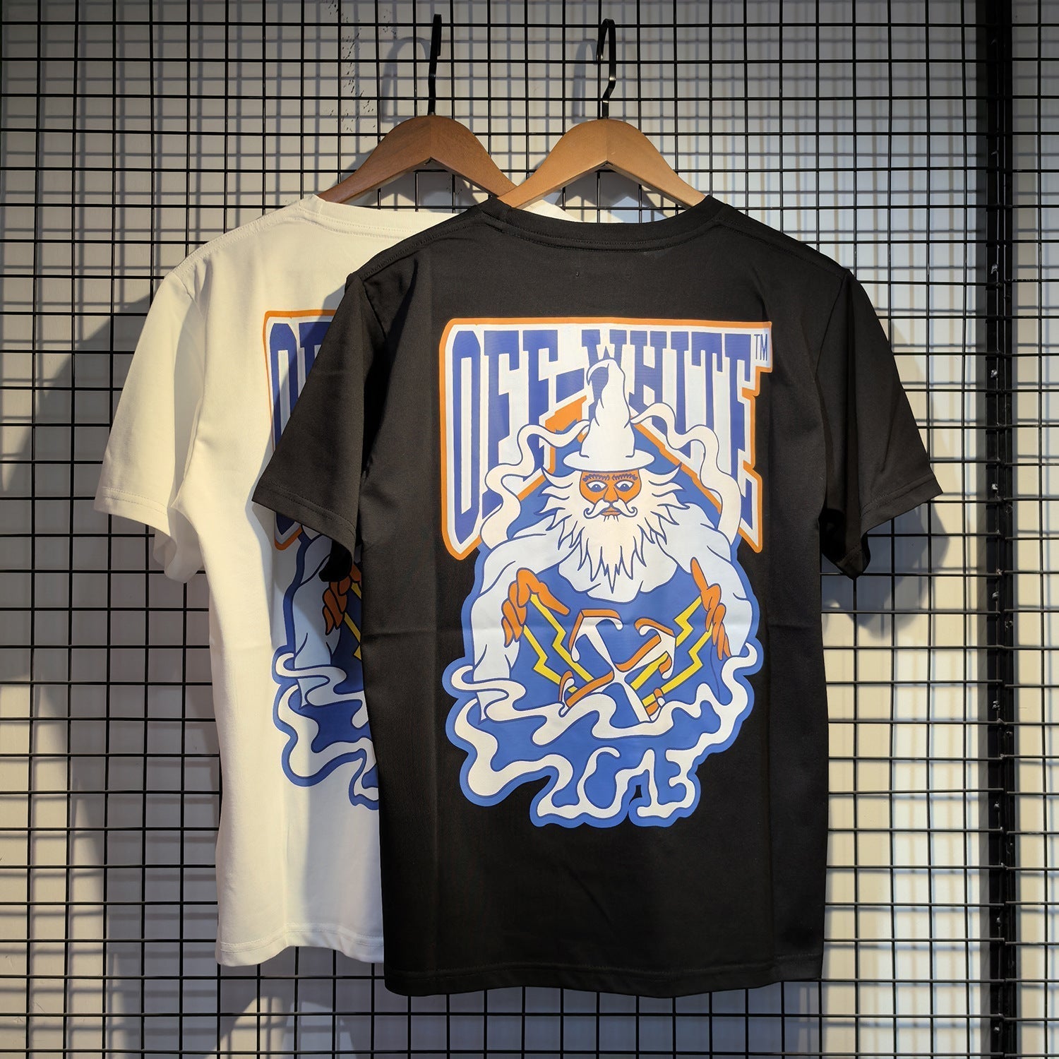 Off White T Shirts OW Magic Old Man Pattern Crew Neck Pullover Short Sleeves