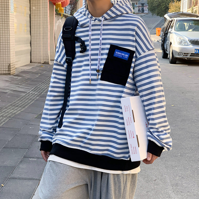 MEN'S Hoodie Loose Stripes