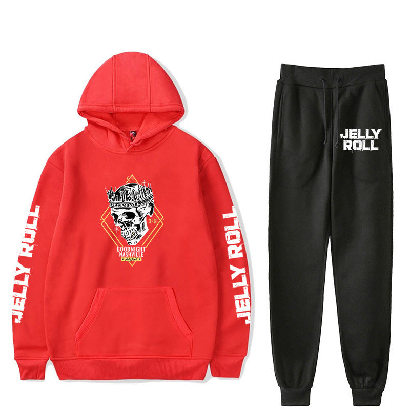 Jelly Roll Hoodie Jelly Roll Peripheral Printed Sweater Sports Two-Piece Suit