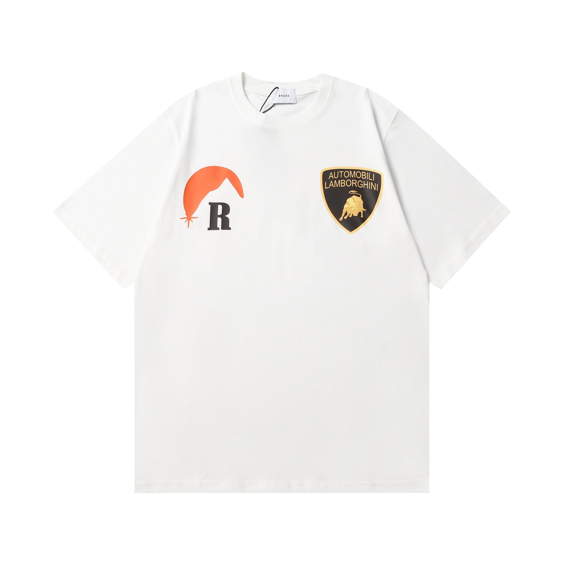 Rhude T Shirt Striped Sunset Snow Mountain Print Short Sleeve T-Shirt