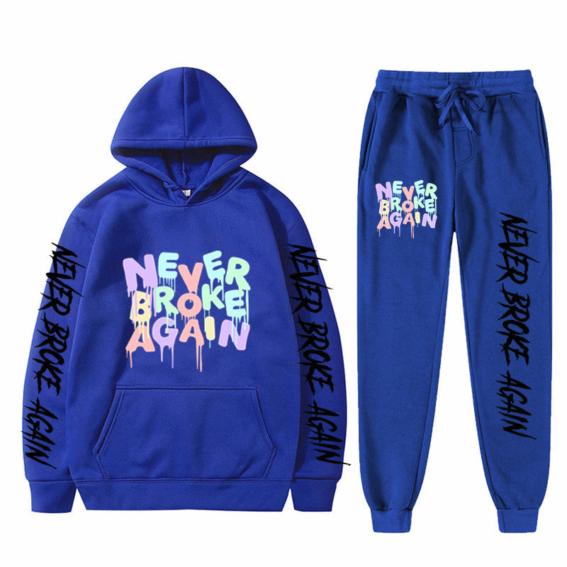 Never Broke Again Hoodie Casual Hooded Sweatshirt Casual Sports Pants