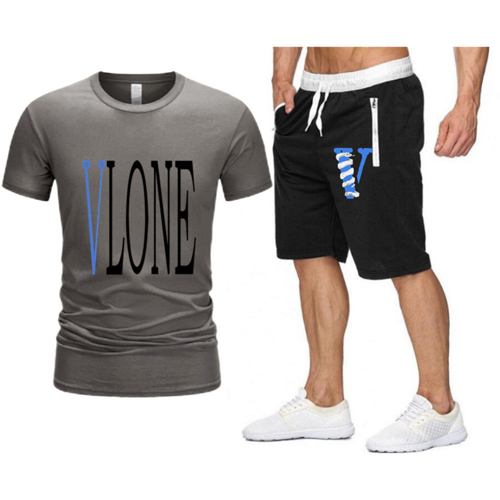 Vlone T Shirts & Shorts 2 Piece Set Letter Printing Summer Menswear Casual