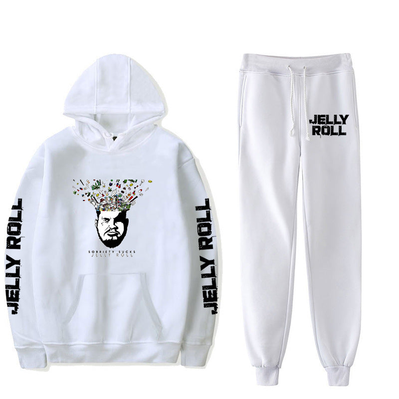 Jelly Roll Hoodie Jelly Roll Peripheral Printed Sweater Sports Two-Piece Suit