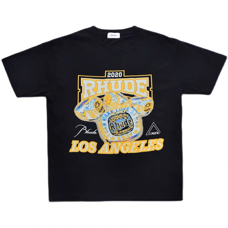 Rhude T Shirt Micro Label Champion Ring Printed Short Sleeve T-Shirt
