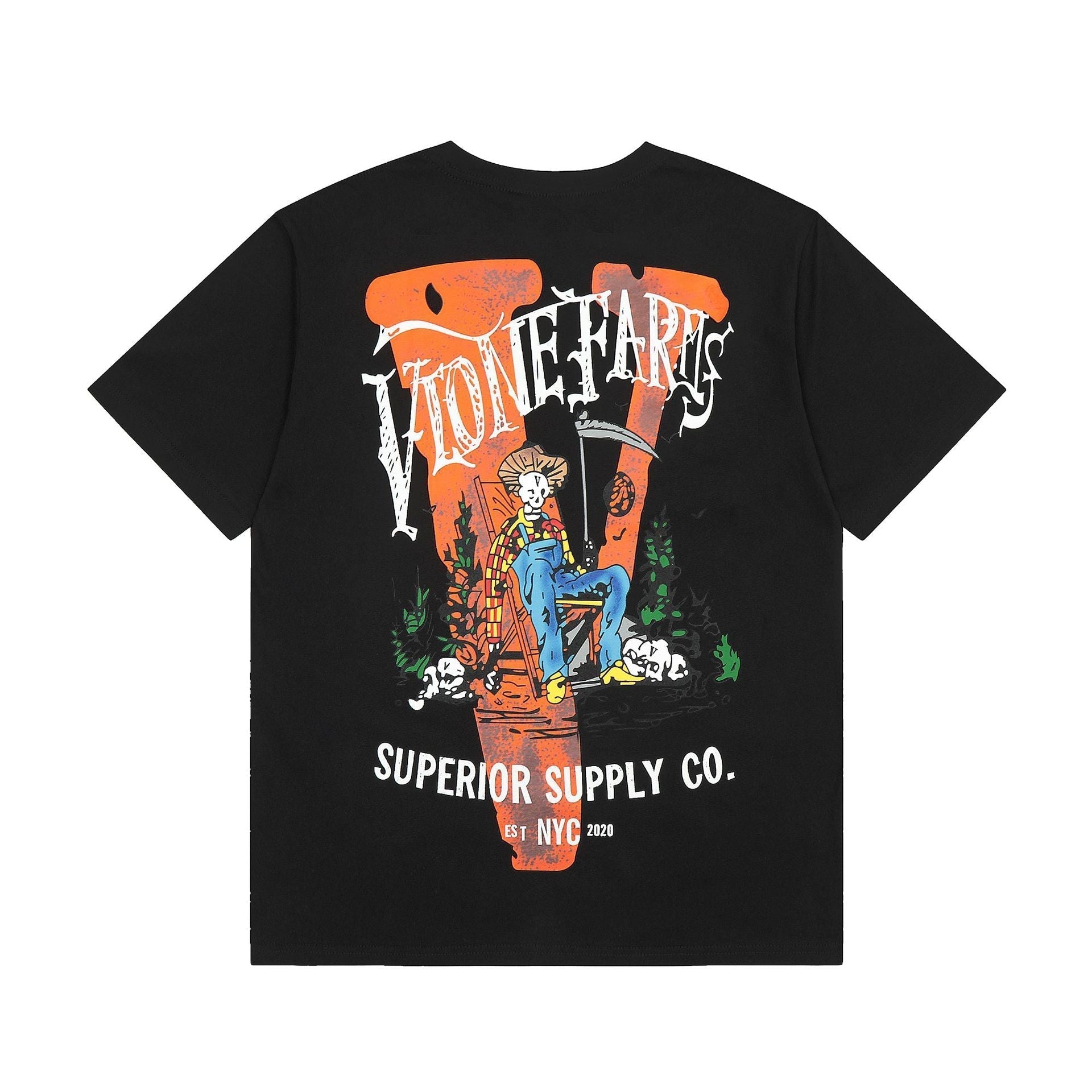 Vlone T Shirt Spring Summer Scarecrow Pattern Crew Neck