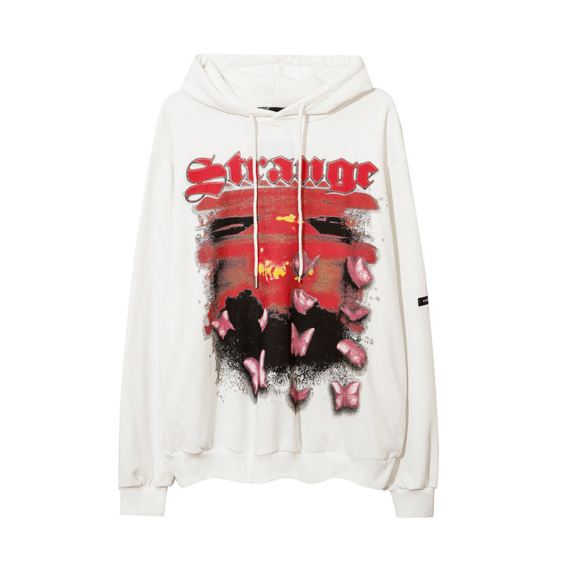 Man Fall Outfits Hip Hop Printed Hoodie Men's and Women's Pullover Black White Autumn and Winter