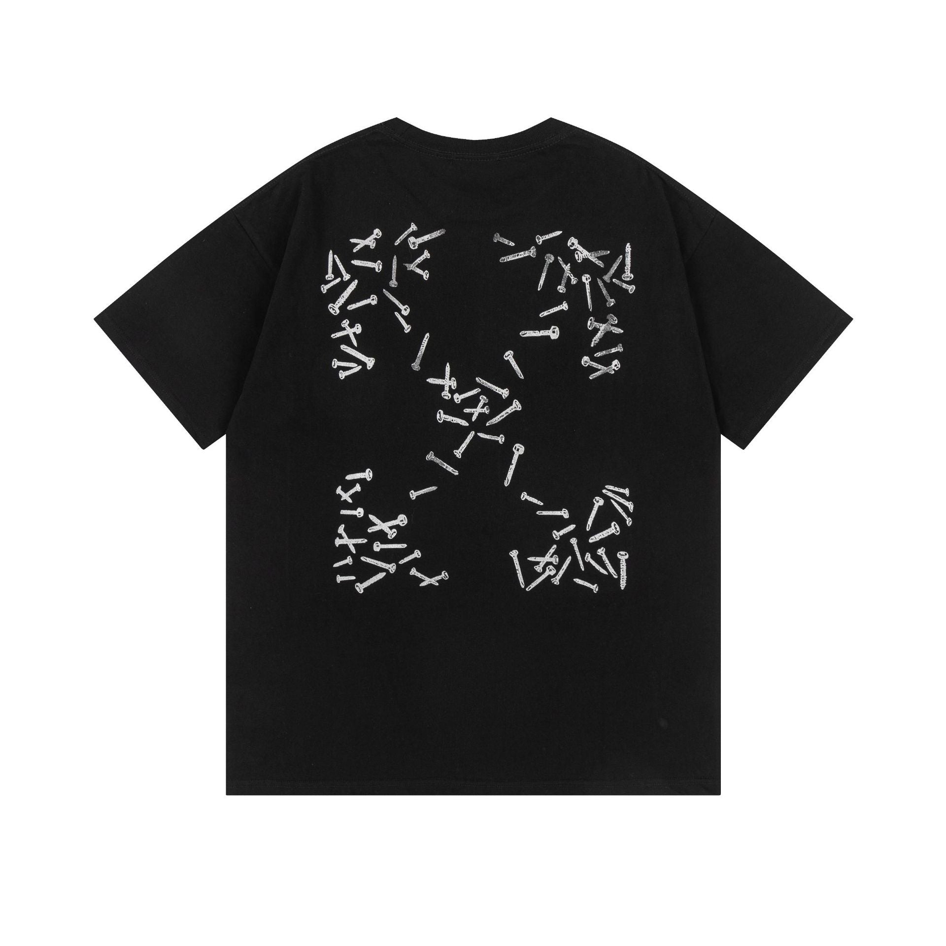 Off White T Shirts OW Nails Arrow Pattern Crew Neck Pullover Short Sleeves