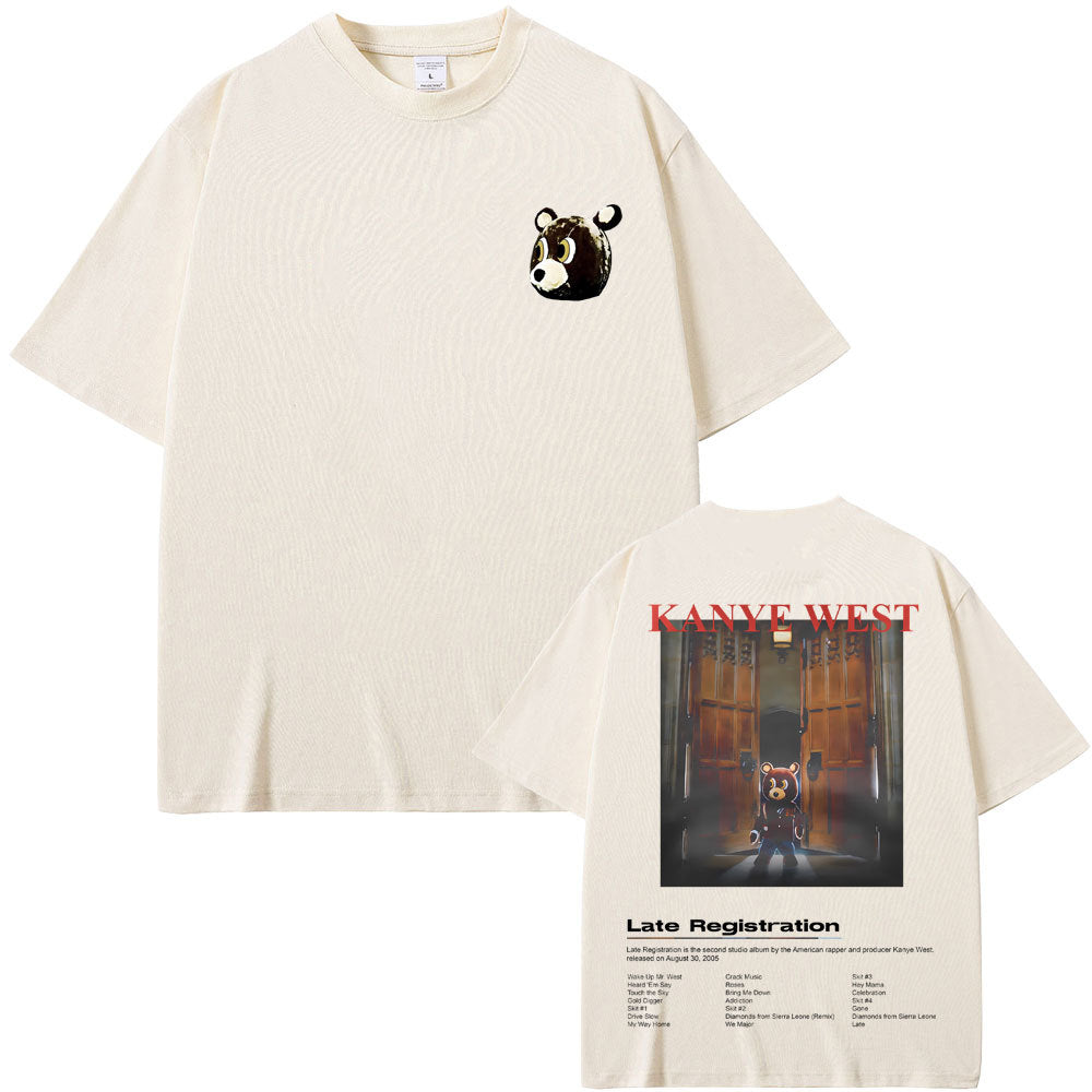 Rapper Kanye West Graduation Bear Double Sided Print T Shirt