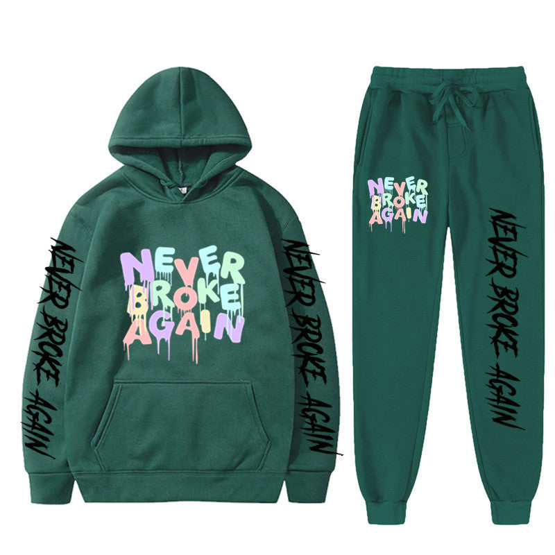 Never Broke Again Hoodie Casual Hooded Sweatshirt Casual Sports Pants