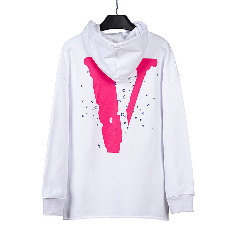 Vlone Hoodie Autumn And Winter Pink Large V Hooded Sweater