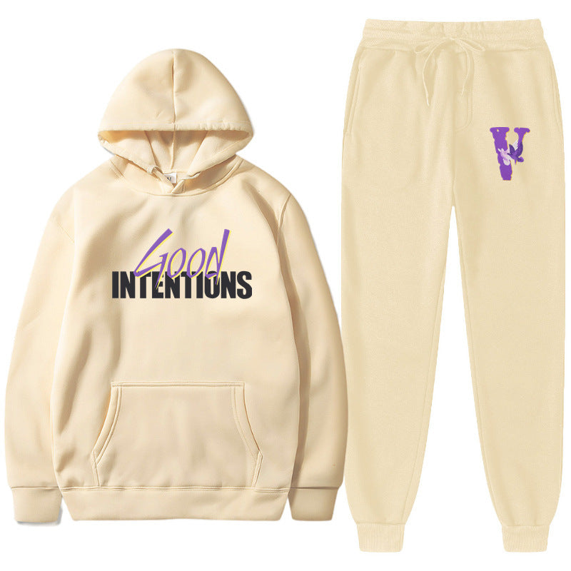Vlone Hoodie & Pants 2 Piece Set Casual Loose Hoodie