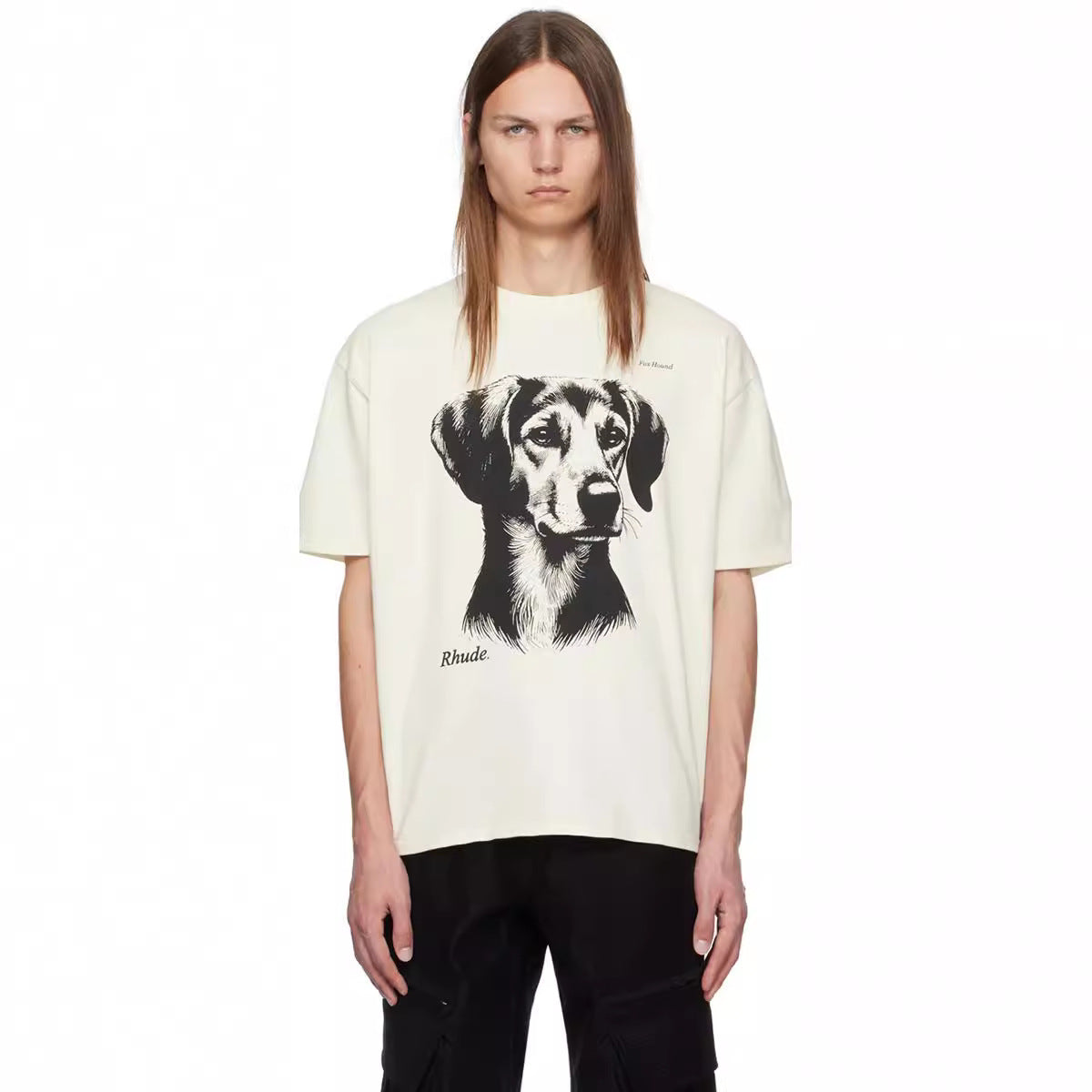 Rhude T Shirt Hound Letter Print Short Sleeve T-Shirt