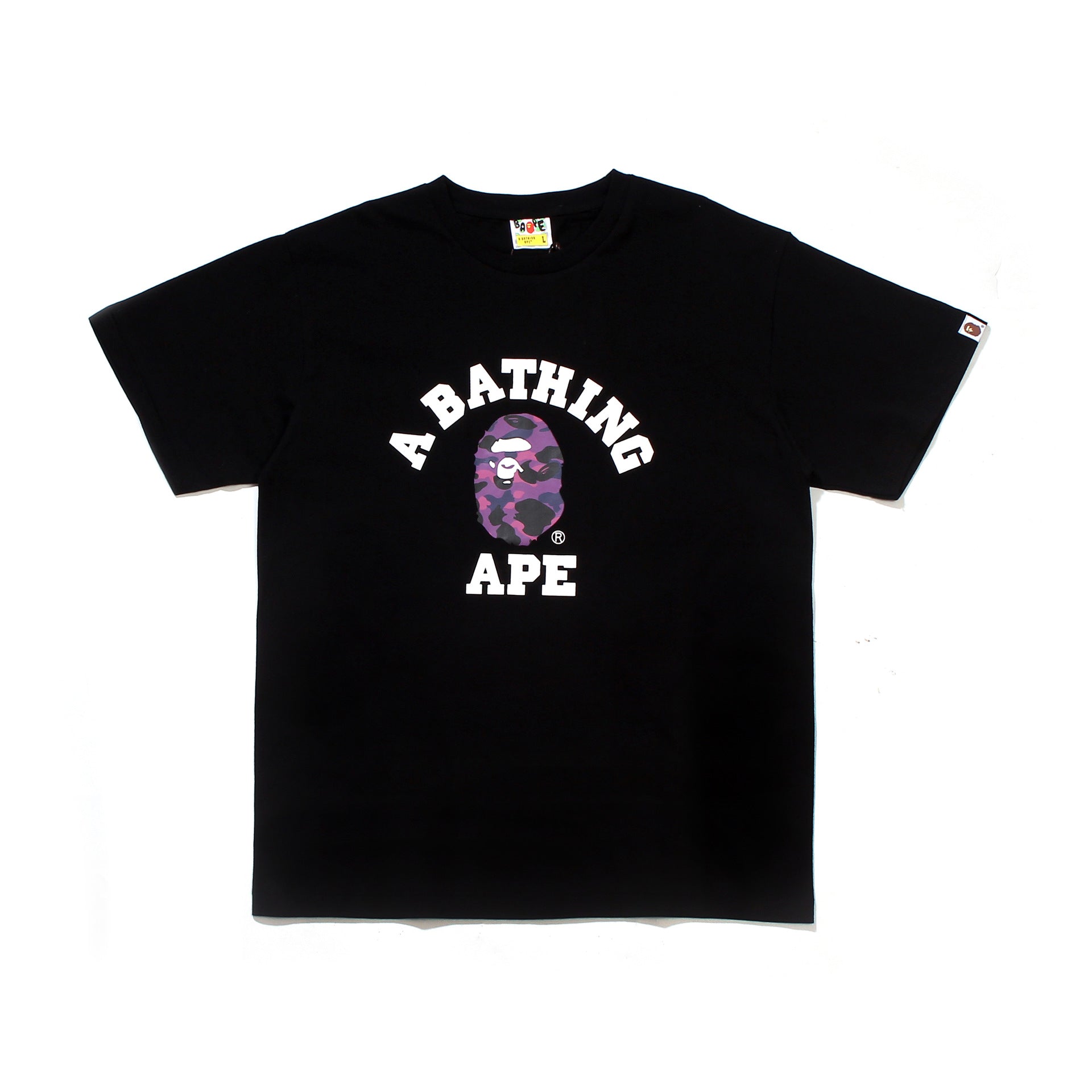 Bape Bearbrick T Shirt Casual Letter Printed Round Neck Short Sleeve