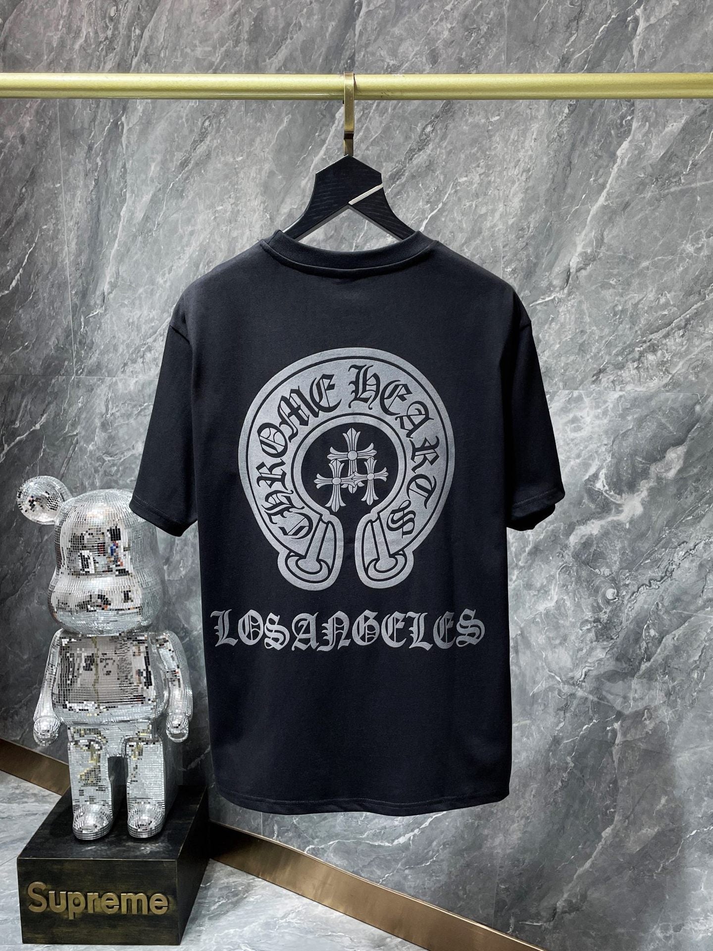 CHH Chrome Hearts T Shirts Cross Sanskrit Flocking Short Sleeve T-shirt