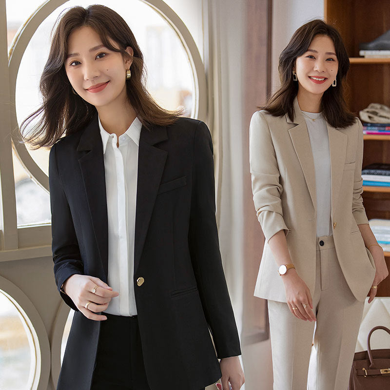 Interview Suit Women Apricot Small Suit Jacket Spring and Autumn Suit