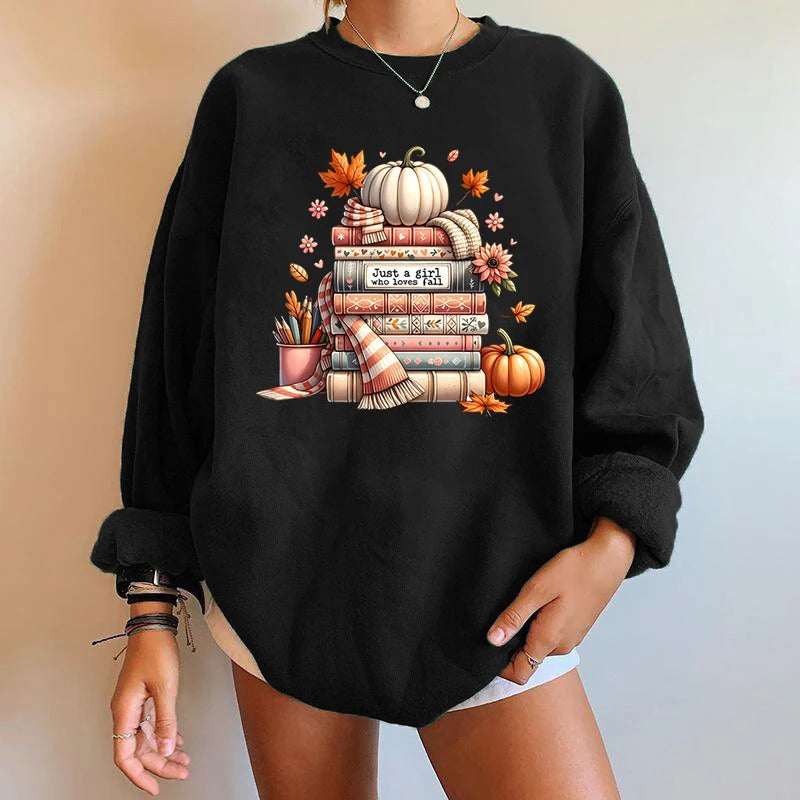 Halloween pumpkin book pattern y2k trendy printed Hoodie
