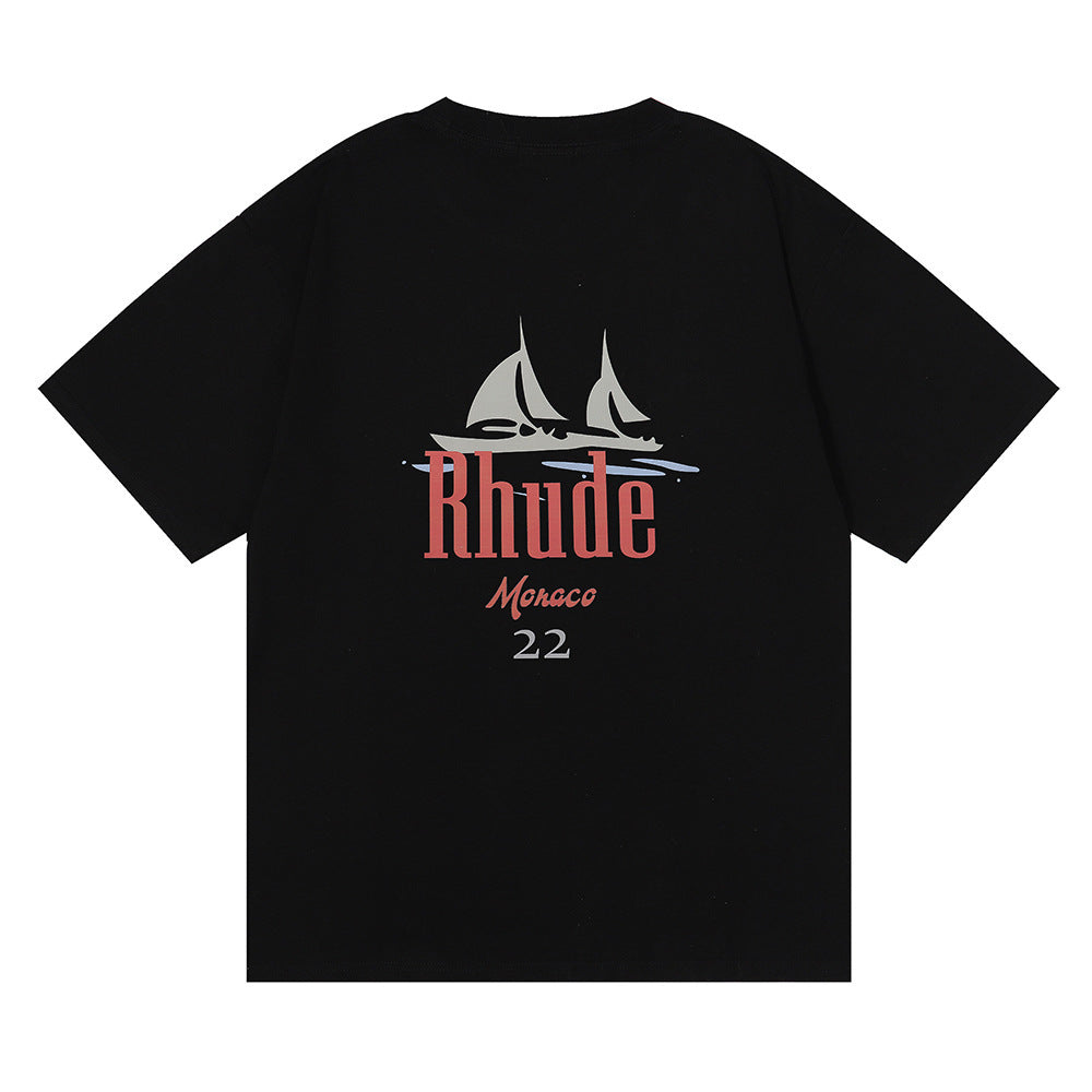 Rhude T Shirt Los Angeles RHUDE Sailing Letter Print Short Sleeve T-Shirt