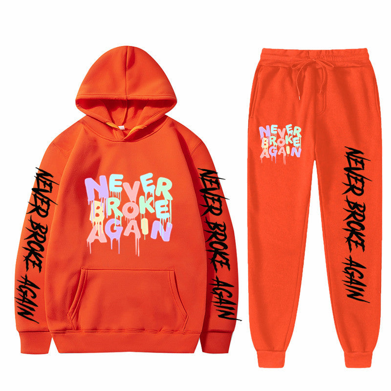 Never Broke Again Hoodie Casual Hooded Sweatshirt Casual Sports Pants
