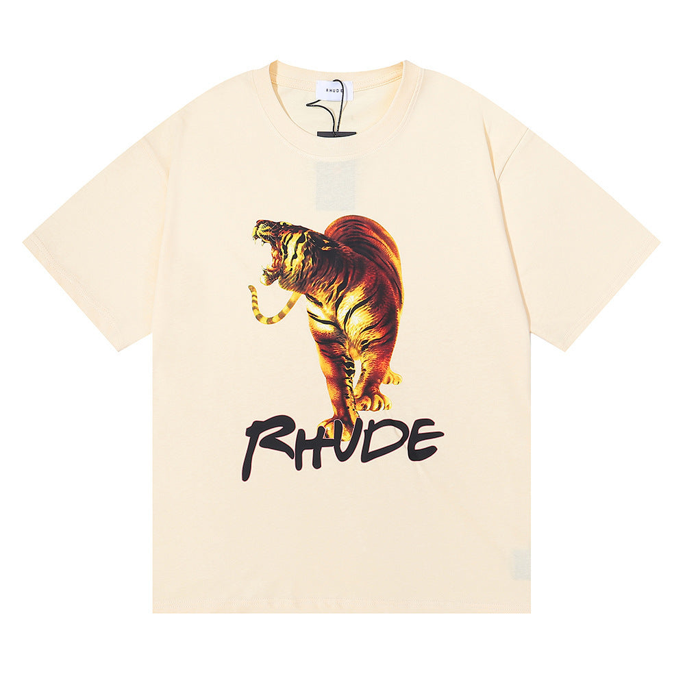 Rhude T Shirt Los Angeles, Tiger high definition print short sleeve T-shirt