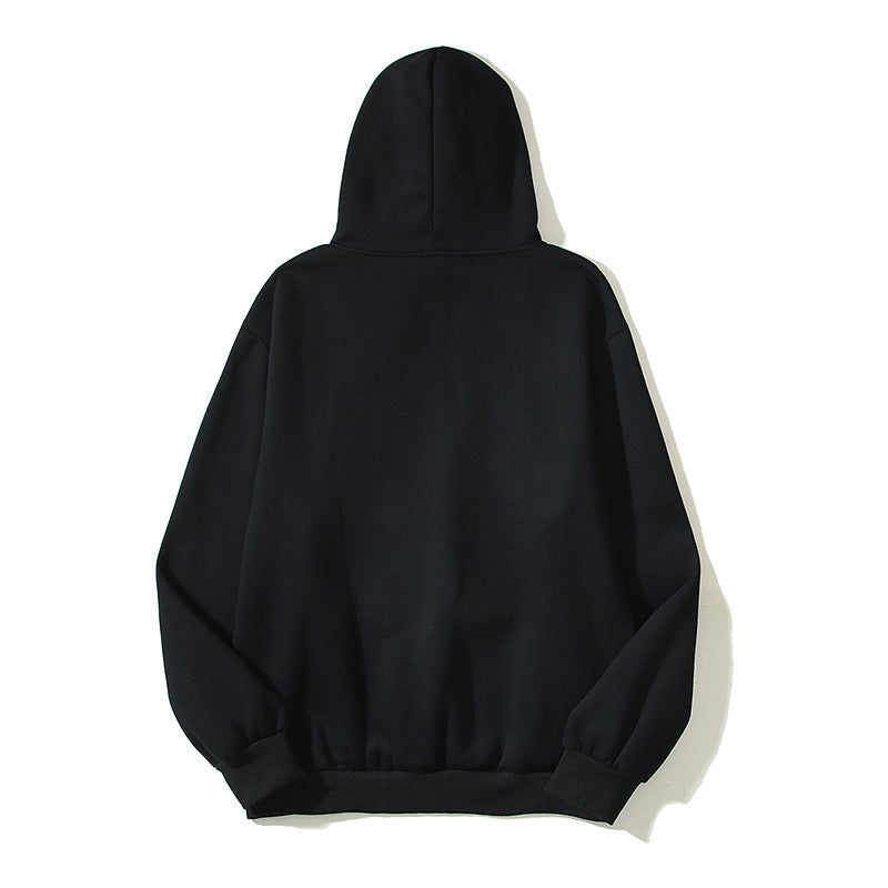 Kanye West Sunday Service Hoodie Smiley Face Puff Print Hip Hop Loose Fleece Lined