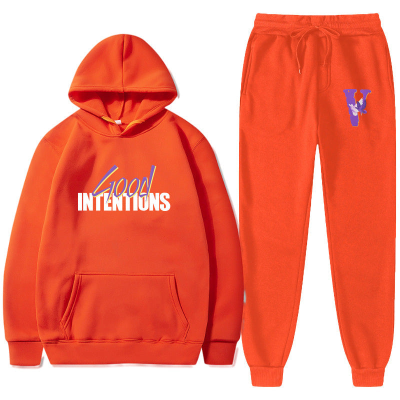 Vlone Hoodie & Pants 2 Piece Set Casual Loose Hoodie