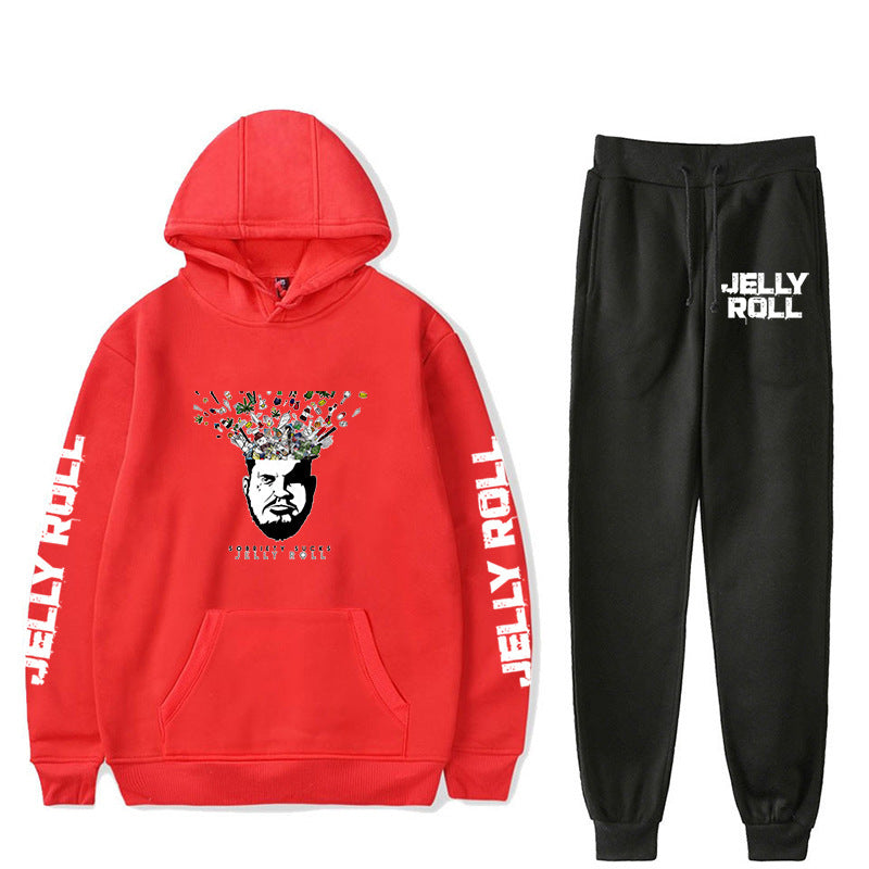 Jelly Roll Hoodie Jelly Roll Peripheral Printed Sweater Sports Two-Piece Suit