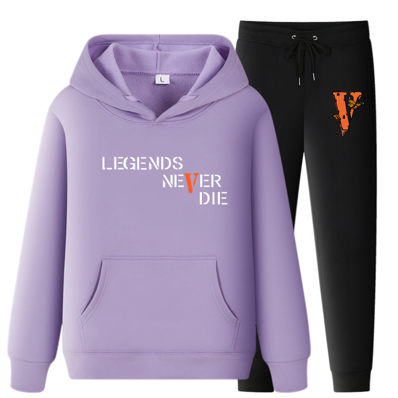 Vlone Hoodie & Pants 2 Piece Set Printing Sweatshirt And Sweatpants Fall Winter Hooded