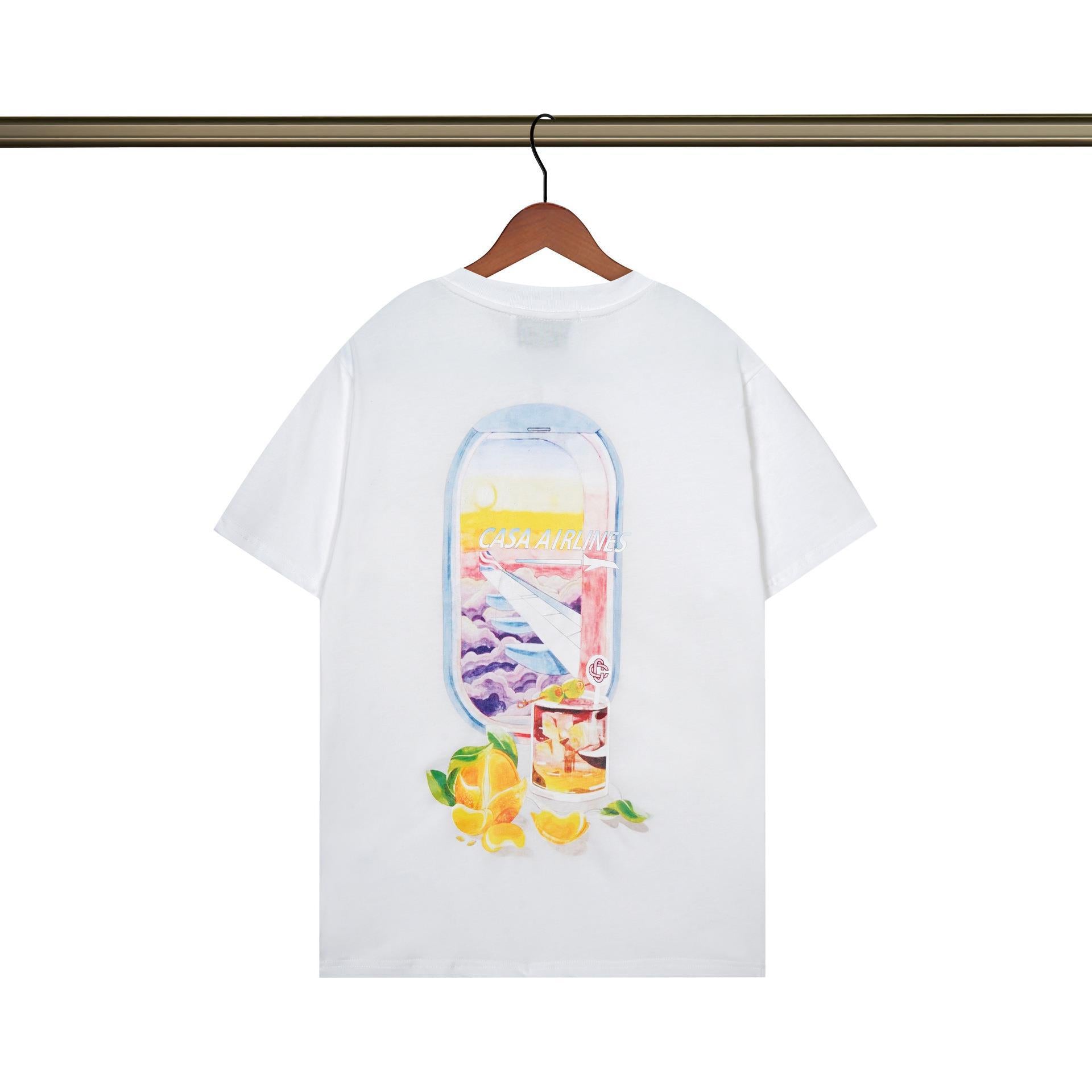 Casablanca T Shirts Fashion Casual Crew Neck Aerial Landscape Print Tee