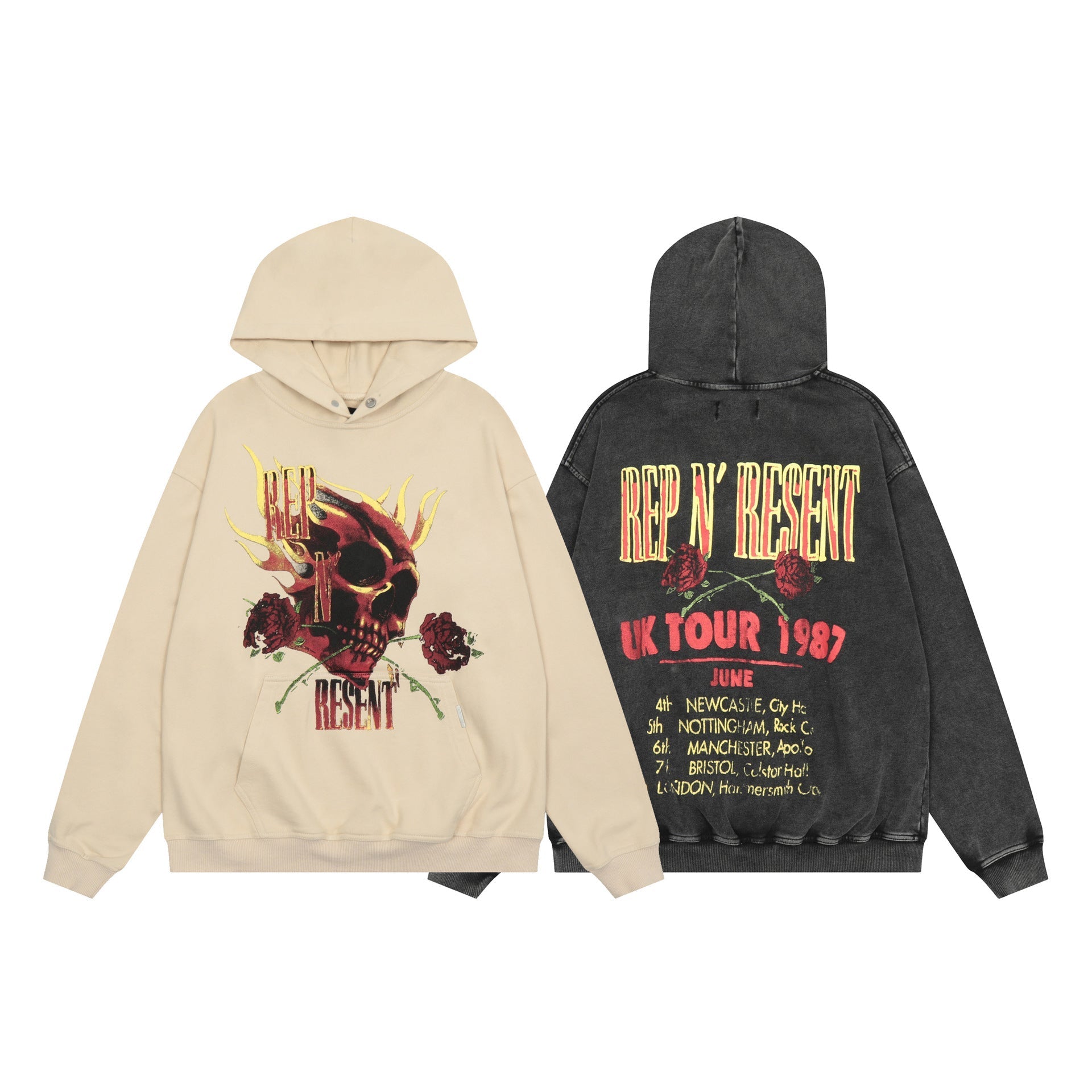 Kanye West Sunday Service Hoodie Rose Skull Distressed Hooded Sweater