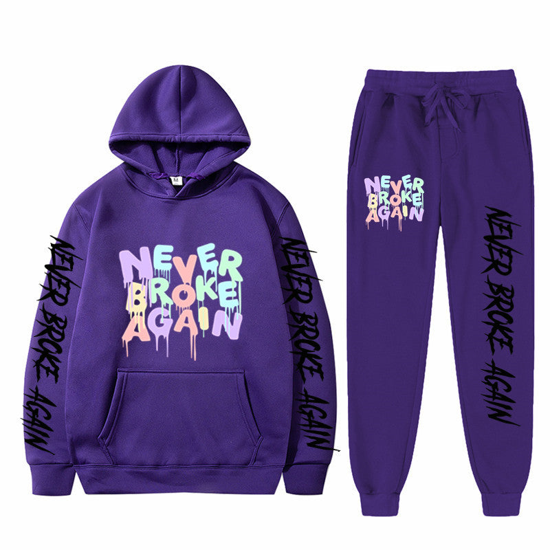 Never Broke Again Hoodie Casual Hooded Sweatshirt Casual Sports Pants