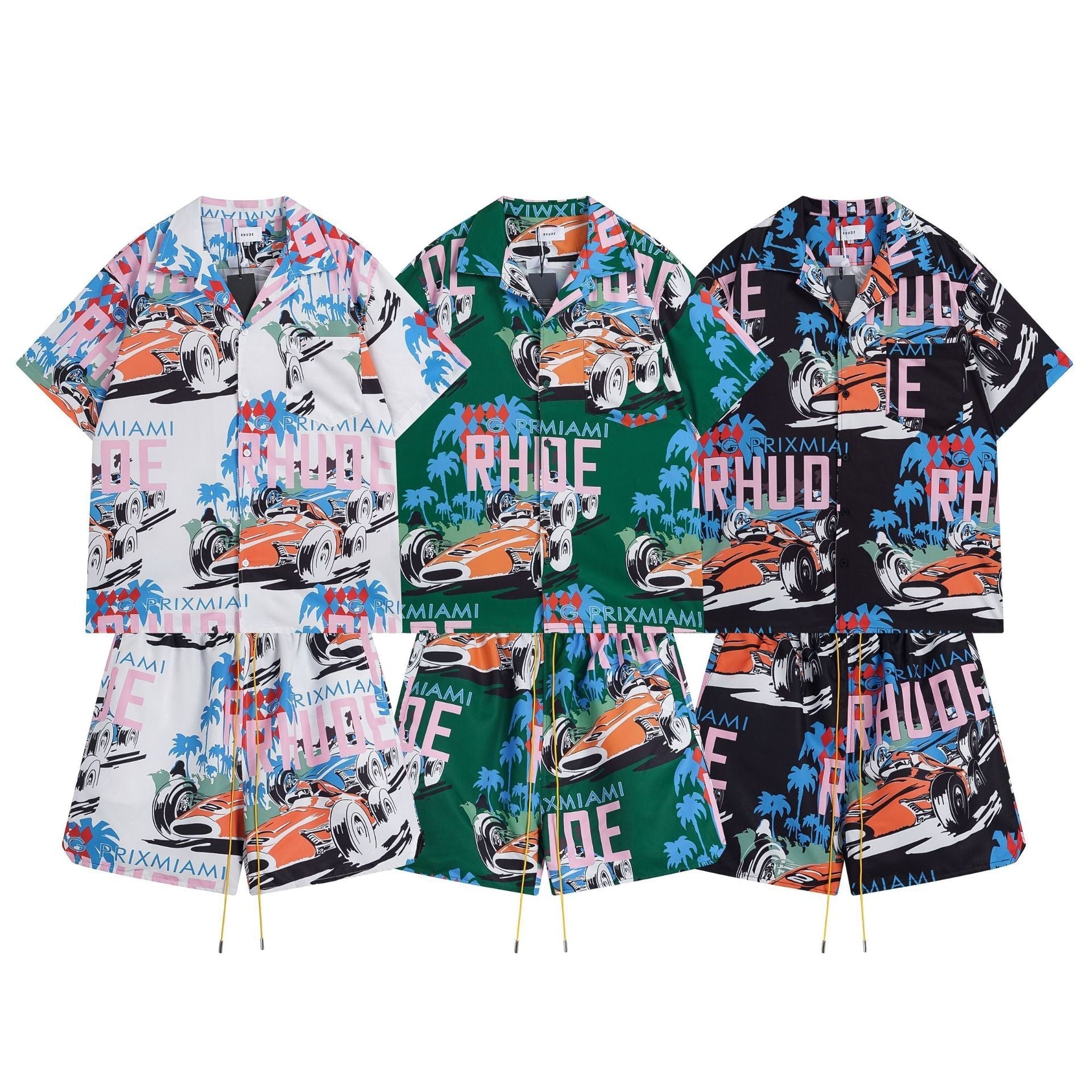 Rhude T Shirt Racing Letter Logo Casual Short Sleeve Shirt, Shorts