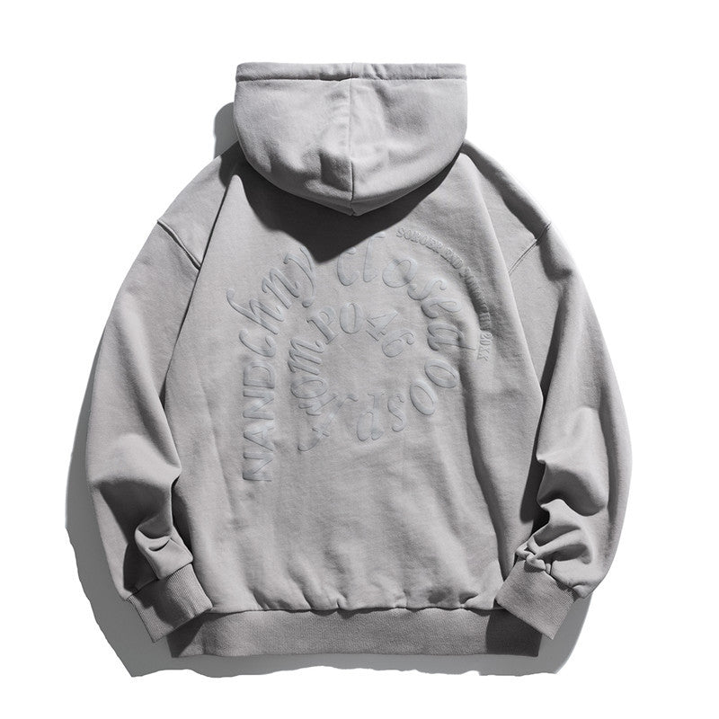 Man Fall Outfis Simple Solid Color Cardigan Hoodie Loose Leisure All-Matching Coat