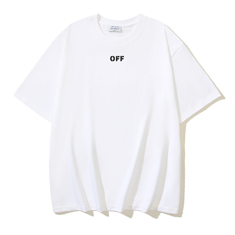 Off White T Shirts OW Sun Moon Print Crew Neck Pullover Short Sleeves