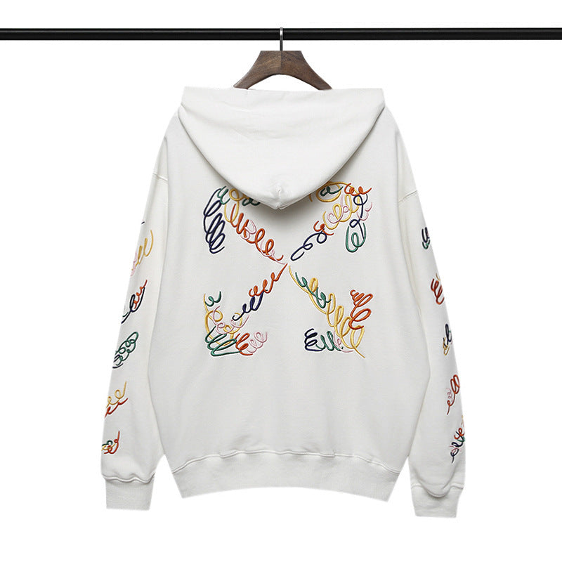 off White Hoodie Autumn and Winter Letter Embroidered Hooded Sweater