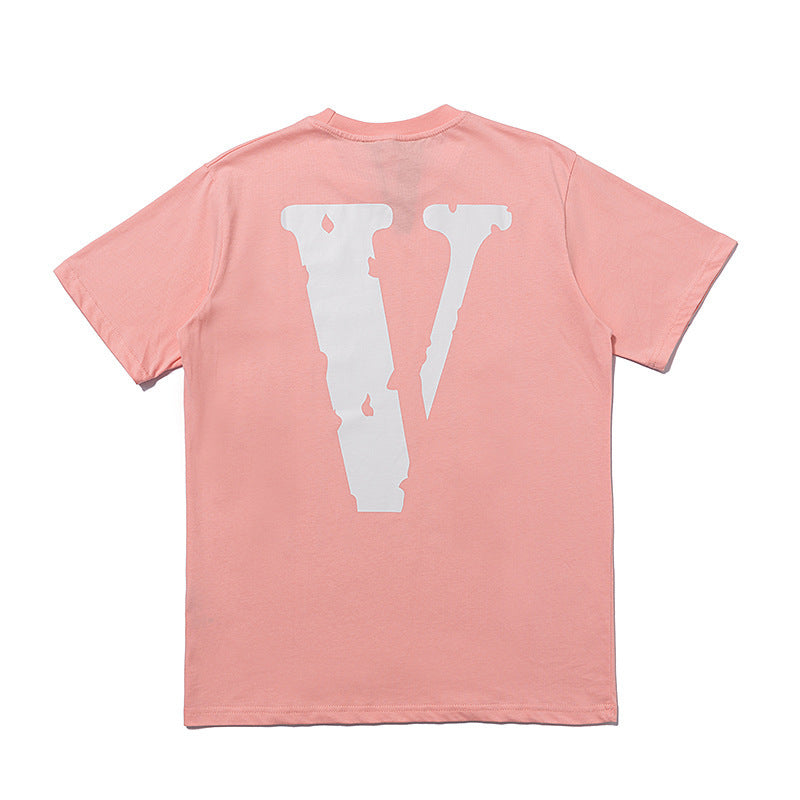 Vlone T Shirt Summer Short-Sleeved Girl Pink Short Sleeve Men'S And Women'S T-Shirt