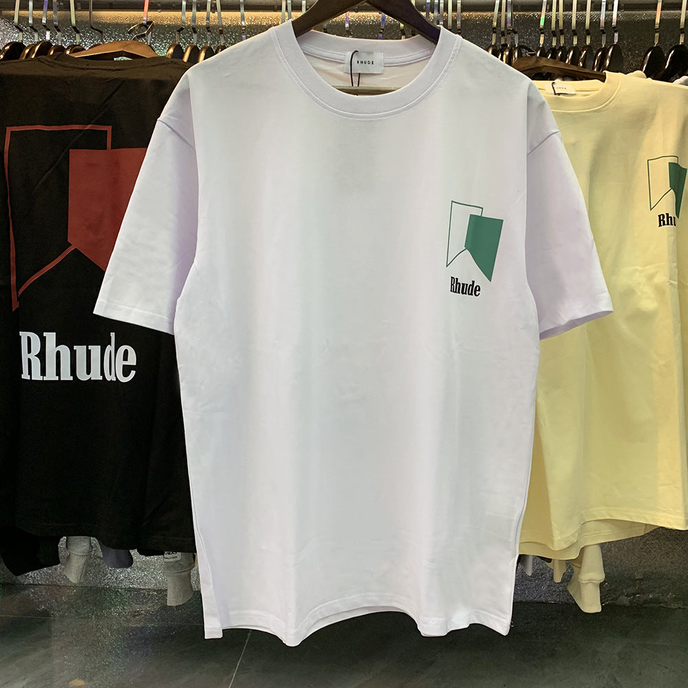 Rhude T Shirt Micro Standard Geometric Square Color Matching Printed Short Sleeve T-Shirt