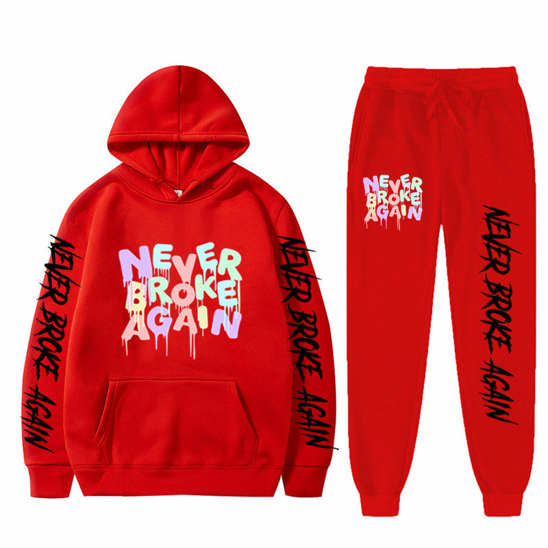 Never Broke Again Hoodie Casual Hooded Sweatshirt Casual Sports Pants