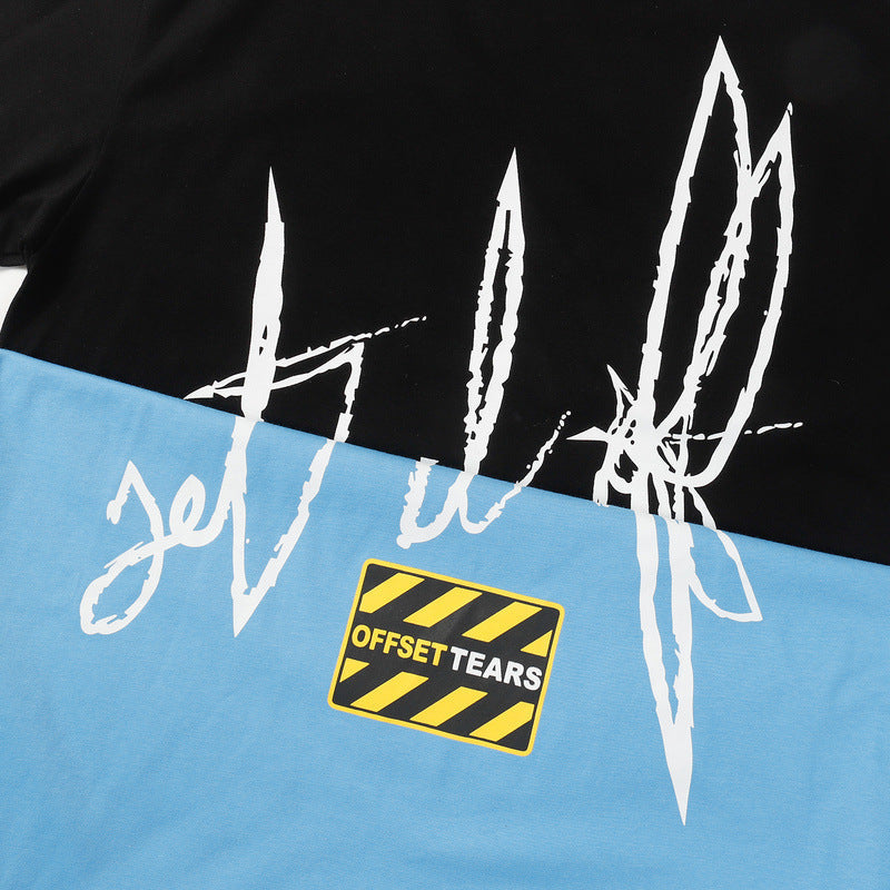 Denim Tears T Shirts Flame Wood Cotton Printed Loose Short Sleeve T-shirt