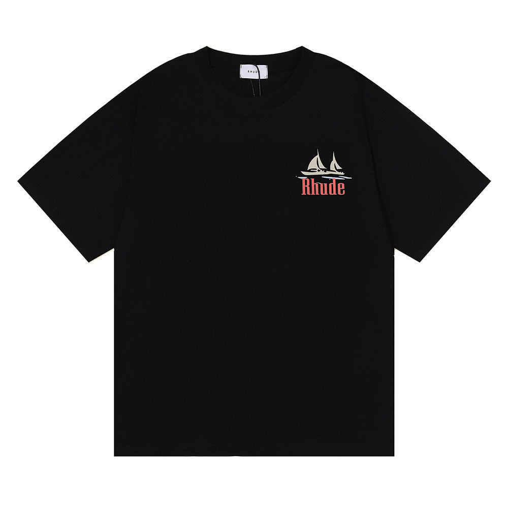 Rhude T Shirt Los Angeles RHUDE Sailing Letter Print Short Sleeve T-Shirt